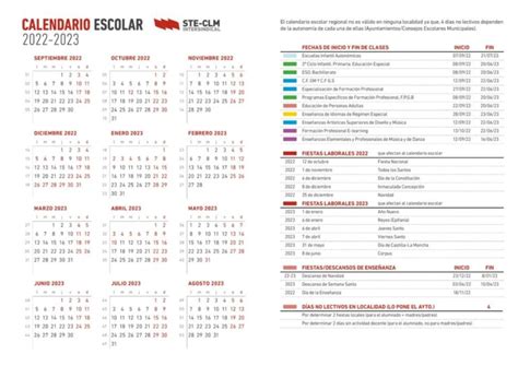 Calendario Escolar Curso En Castilla La Mancha Stas Clm