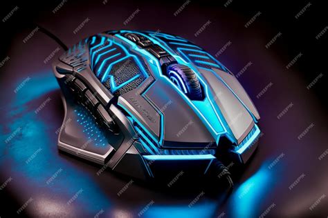 Premium Photo | Cool blue gaming mouse digital illustration ai