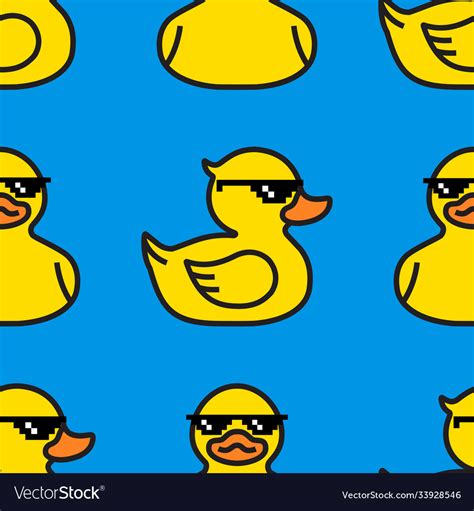 Rubber yellow duck in sunglasses seamless pattern Vector Image