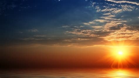 Fondos De Pantalla Puesta De Sol Mar Rayos De Sol Cielo Nubes