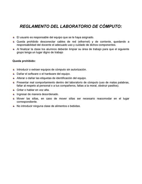 Manual Computación Sexto Grado Reglamento Del Laboratorio De CÓmputo El Usuario Es