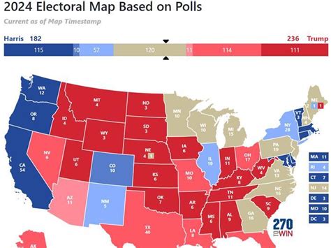 Polling Map For Kamala Harris Vs Donald Trump