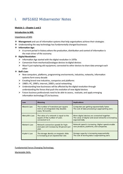 Infs Midsemester Notes I Infs Midsemester Notes Module