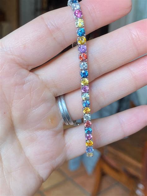 Multi Color Montana Sapphire And Diamond Tennis Bracelet For Sale At