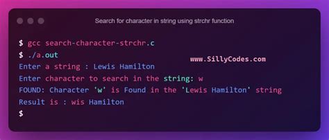 Find First Occurrence Of A Character In String In C Language