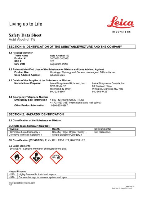 Safety Data Sheet Acid Alcohol 1 Docslib