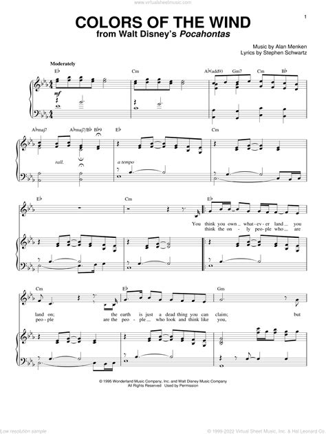 Disney Violin Sheet Music Colors Of The Wind