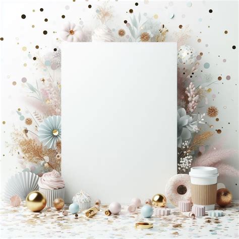 Premium Photo Captivating White Poster On A Confetti Mockup