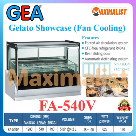 Jual GEA FA 530V F A530V Countertop Gelato Showcase Showcase Pemajang