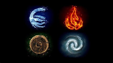 Simple Background Black Background Water Earth Fire Circle Avatar