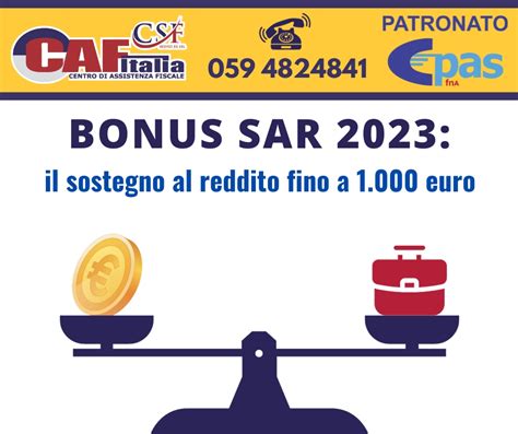 Bonus Sar Il Sostegno Al Reddito Fino A Euro Caf Epas