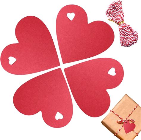 100Pcs Red Heart Kraft Paper Kraft Paper Gift Tags Heart Shaped Paper