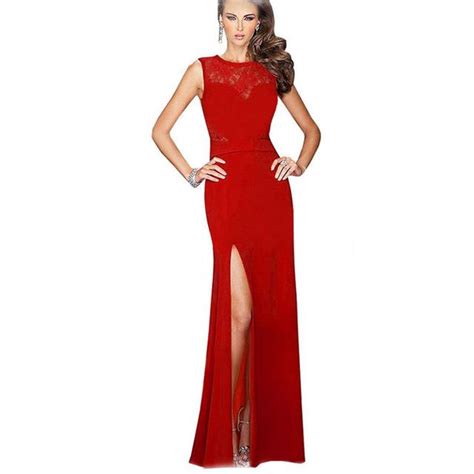 Robe Longue Fendue Rouge Marina Mode