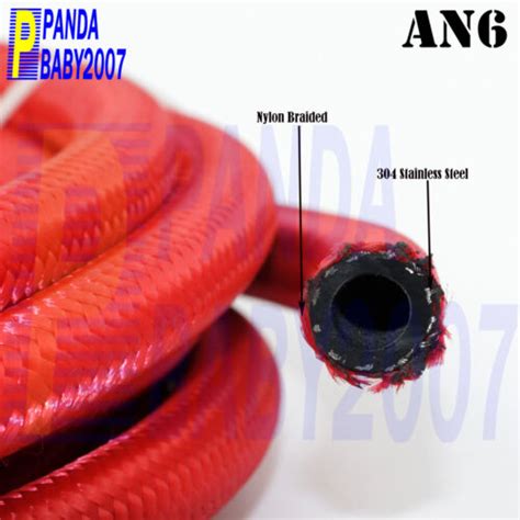 Nylon Steel Rubber Braided An6 6an 6 06 Oil Gas Water Fuel Line Hose 10feet Red Ebay