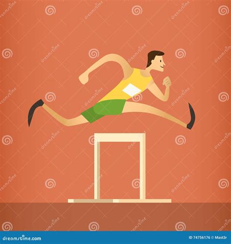 Hurdle Race Running Athlete Sport Competition Stock Vector