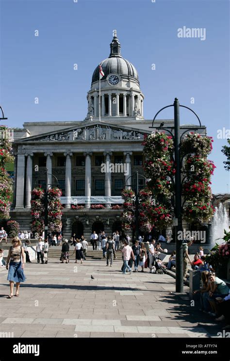 Old Market Square Nottingham Known As Slab Square With Council House