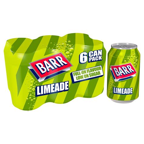 Barr Limeade 6 Pack Flavoured Fizzy Drink 6 X 330ml Cans Multipacks