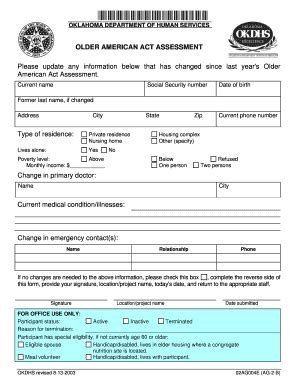 Fillable Online Okdhs Ag E Ag B This Form Is For The Older