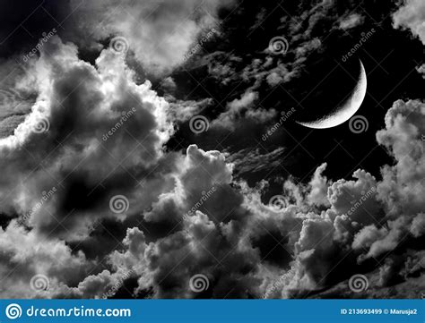 The Moon In The Night Sky Stock Illustration Illustration Of Night 213693499