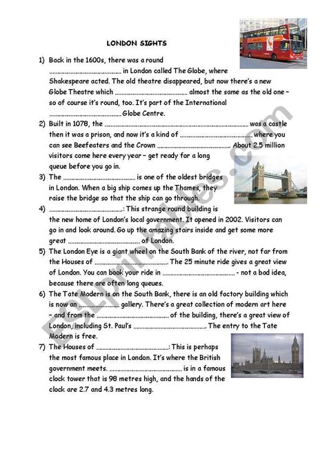 London Sights ESL Worksheet By Skoll