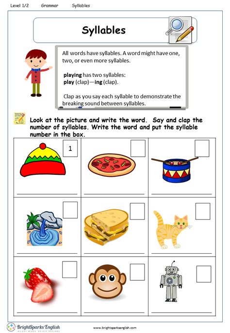 Syllables Worksheet English Treasure Trove