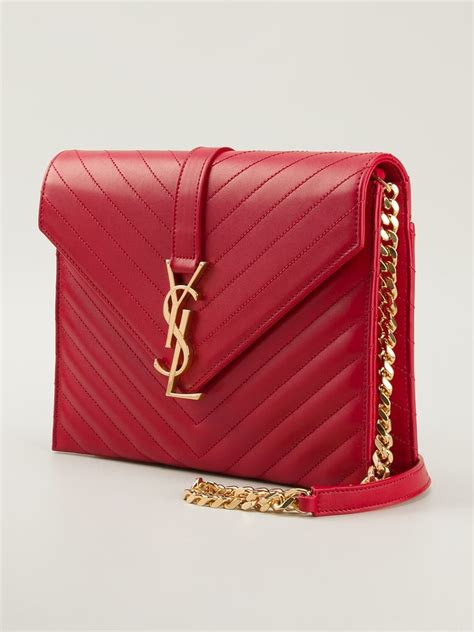 Lyst Saint Laurent Classic Monogramme Shoulder Bag In Red