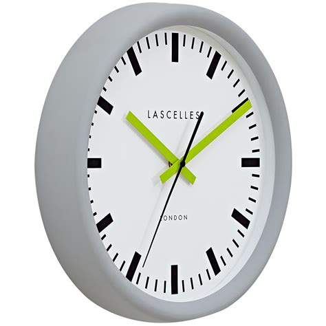 Grey Swiss Station Clock With Baton Lime Hands Cm Retro Clocks