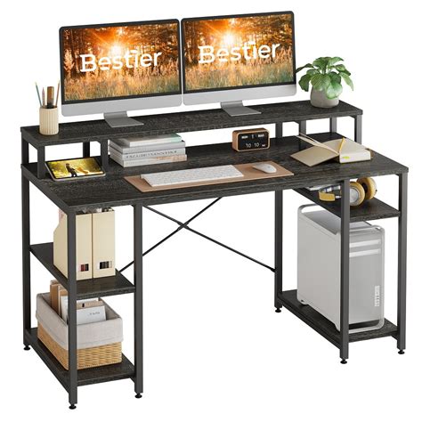 Bestier Inch Computer Desk With Monitor Shelf Home Office Desk Grey