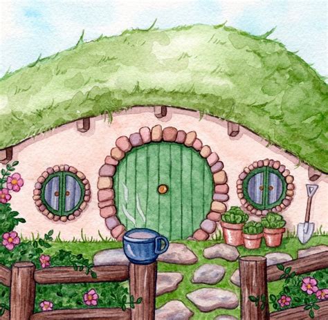 Hobbit House Art Print Hobbit Hole Print Watercolor Etsy