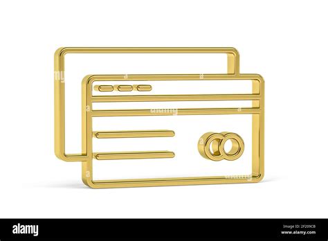 Golden 3d Credit Card Icon Isolated On White Background 3D Render