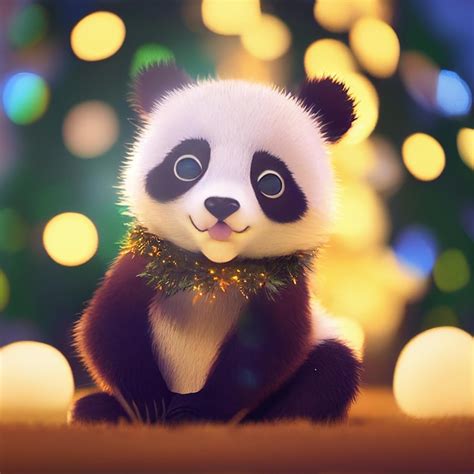 Ours Panda Bébé Mignon Avec De Grands Yeux Illustration De Dessin Animé