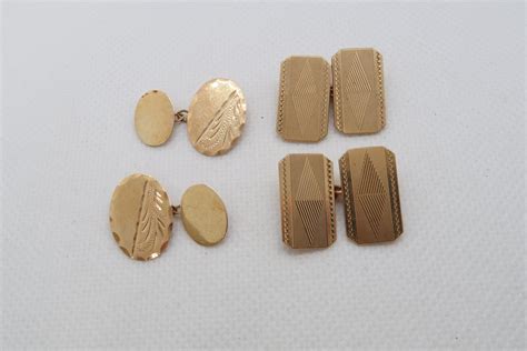 Two Pairs Of Ct Yellow Gold Hallmarked Cufflinks Approx Total