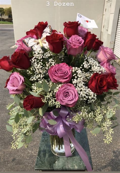 Red And Lavender Roses By Casa Blanca Flowers