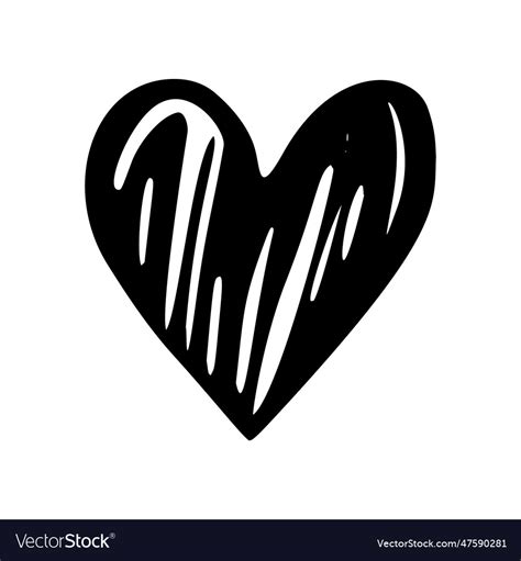 Black heart hand drawn icon cute doodle love Vector Image