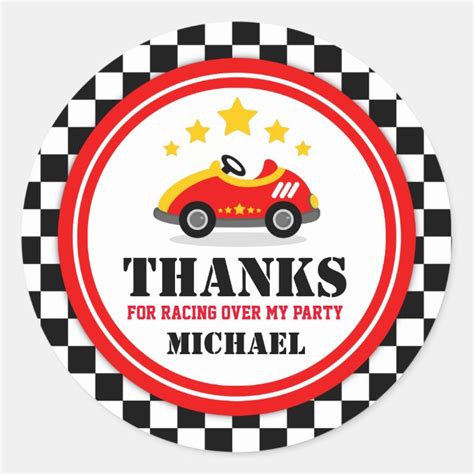 Race Car Thank You Favor Tag Zazzle