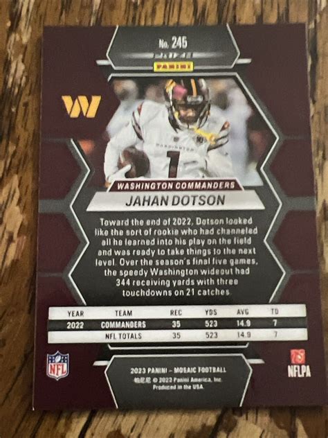 Jahan Dotson Prizm Panini Mosaic Washington Commanders Ebay