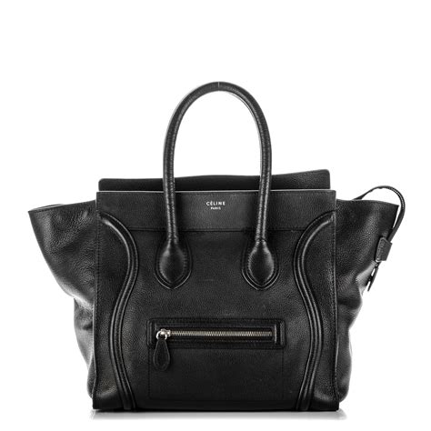 Celine Drummed Calfskin Mini Luggage Black Fashionphile