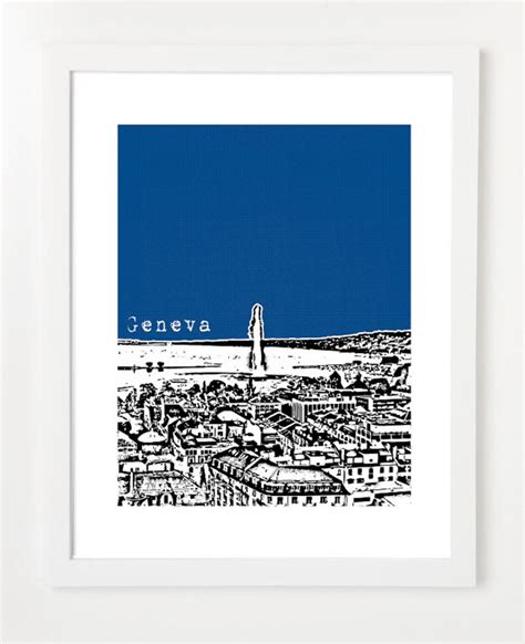 Geneva Switzerland Art Print Europe City Skyline By Birdave