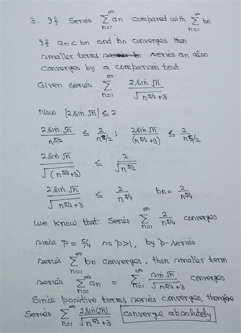 Solved Answer 3 Does The Following Series Converge Absolutely