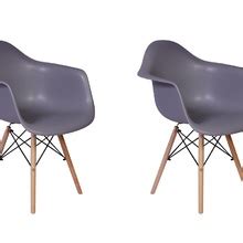 Conjunto Cadeiras Charles Eames Wood Daw Braços Design Nude