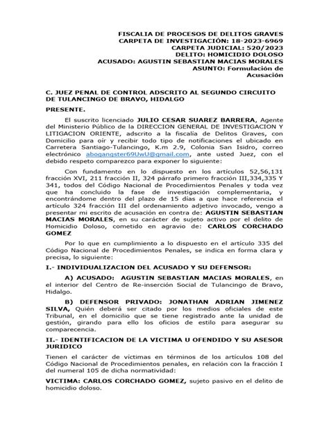 Formulación De La Acusación 2 1 Copia Pdf Testigo Experto