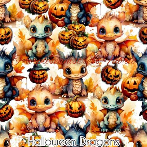 Halloween Dragons Cotton Lycra Purpleseamstress Fabric