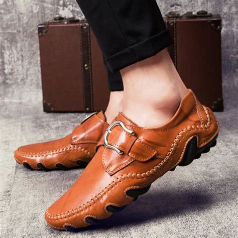 Banggood Shoes Men Casual Soft Genuine Leather Oxfords Mens Shoes From