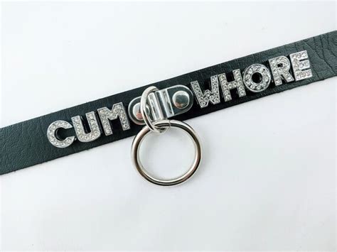 Cum Whore Abdl Rhinestone Mature Bdsm Collar Fetish Kinky Ddlg Etsy