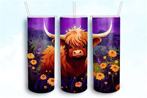 Highland Cow Tumbler Sublimation Design Graphic By Mastenic Creative