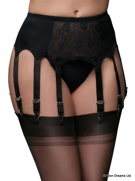 10 Strap Suspender Belt Lace Front Panel Nylon Dreams