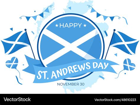 Happy St Andrew Day On 30 November With Scotland Vector Image