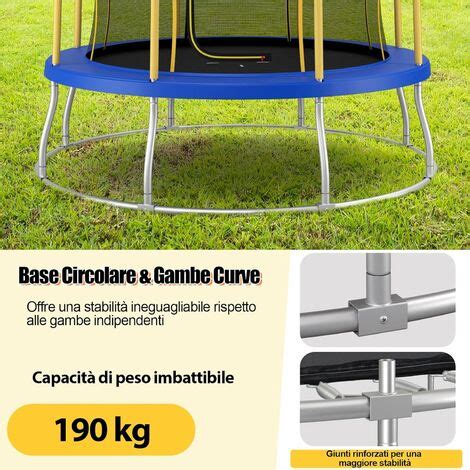 COSTWAY Tappeto Elastico Per Bambini 244 Cm Trampolino Elastico Da