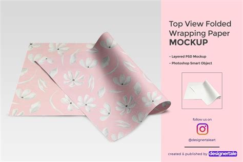 Top View Wrapping Paper Roll Mockup Design Cuts