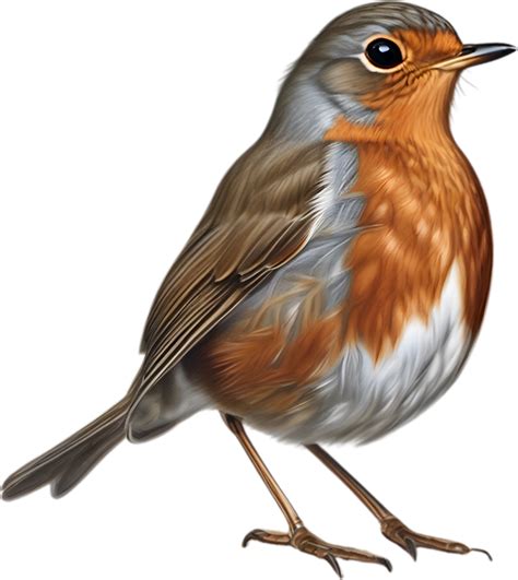 Ai Generated Robin Bird Close Up Colored Pencil Sketch Of European